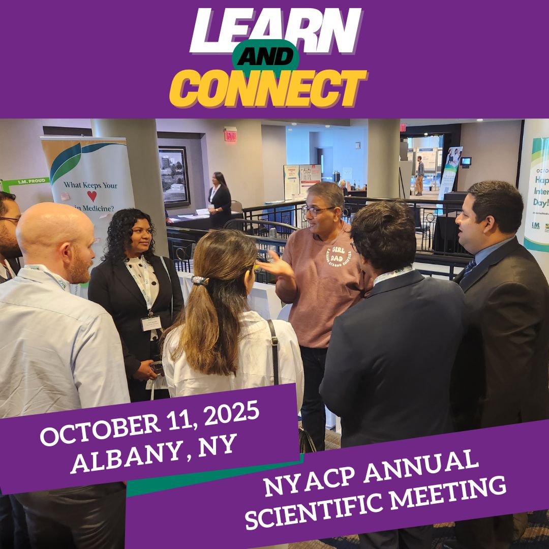 Learn and Connect.  NYACP Annual Scientific Meeting.  October 11, 2025 Albany NY.  Image of a group of people engaged in conversation