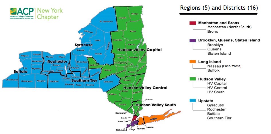 Map of NYACP Regions and Districts